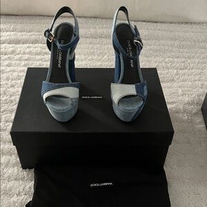 Dolce & Gabbana Denim Blue Platform Heels